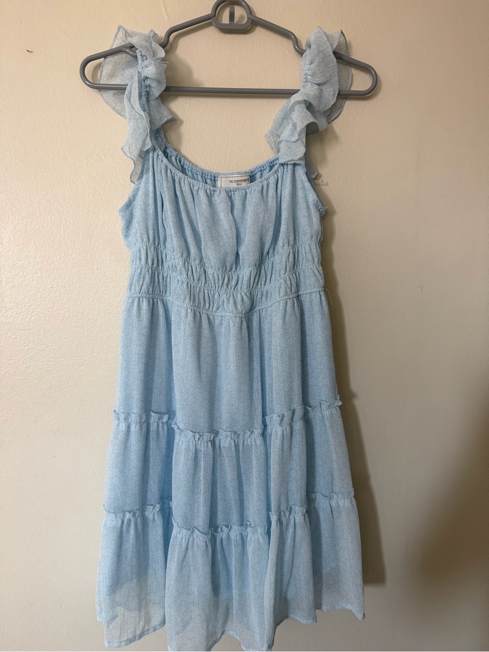 Light Blue Ruffle Strap Mini Dress